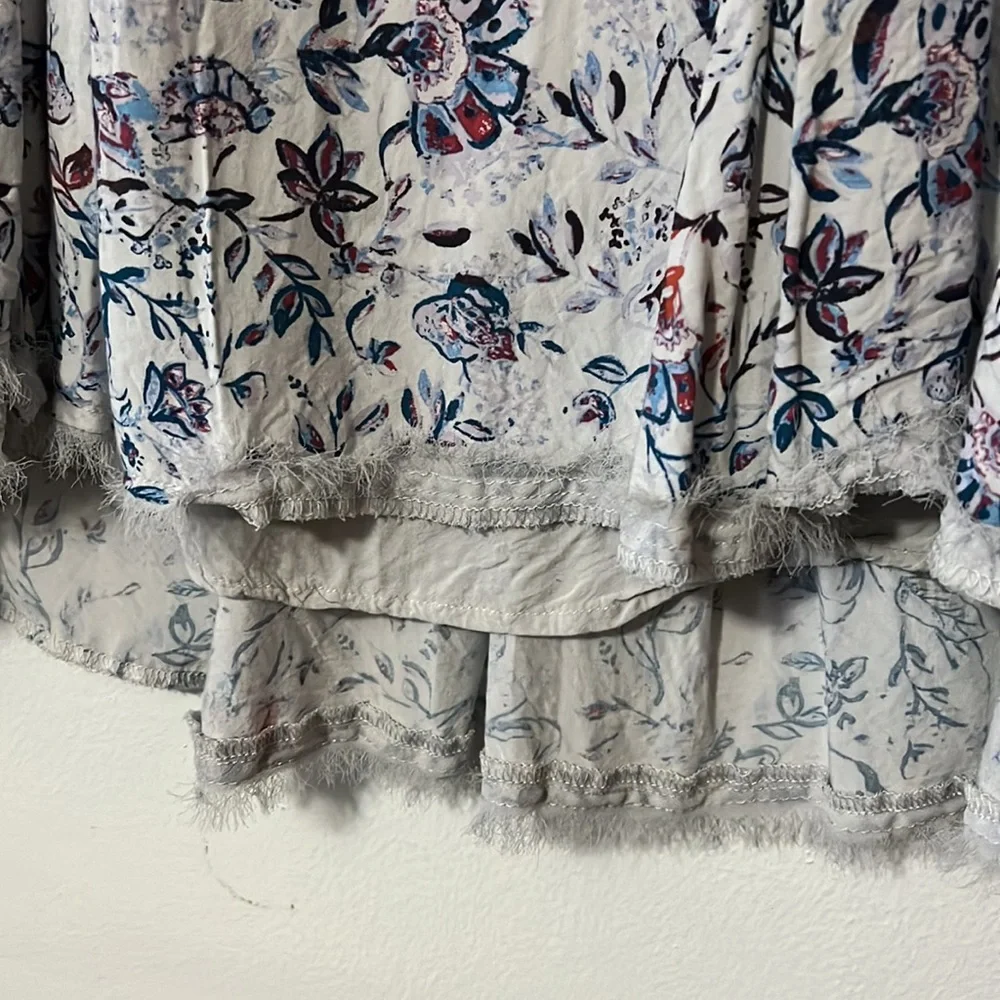 Ecote Urban Outfitters Gray Floral Babydoll Style 3/4 Sleeve Flowy Mini Dress - Picture 6 of 8